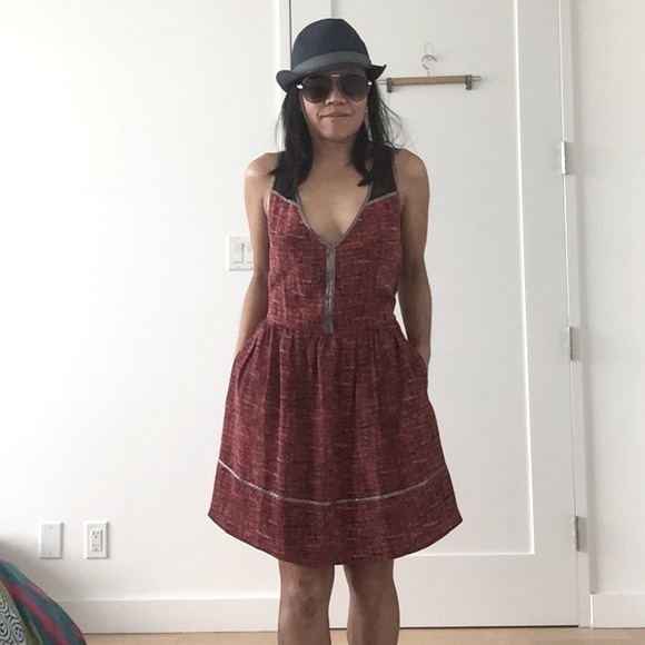 Madison Marcus Red Black Silk Dress With Cutout Back Size S - Picture 4 of 4